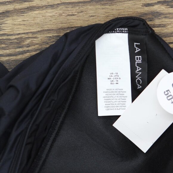 NWT La Blanca Standard Island Goddess Halter Tankini Swimsuit Top Black Noire 12 - Picture 6 of 6